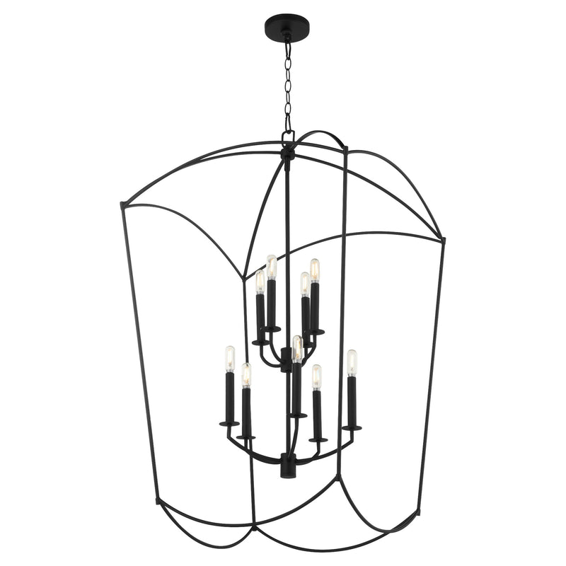 Mantle 9 Light Entry Chandelier in Matte Black