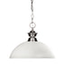 Shark 1 Light Pendant in Brushed Nickel with Matte Opal Glass