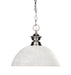 Shark 1 Light Pendant in Brushed Nickel with White Linen Glass