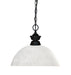 Shark 1 Light Pendant in Matte Black with White Linen Glass