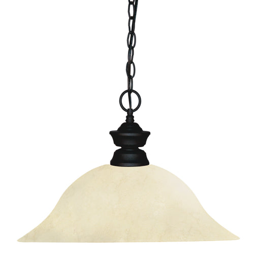 Shark 1 Light Pendant in Matte Black with Golden Mottle Glass