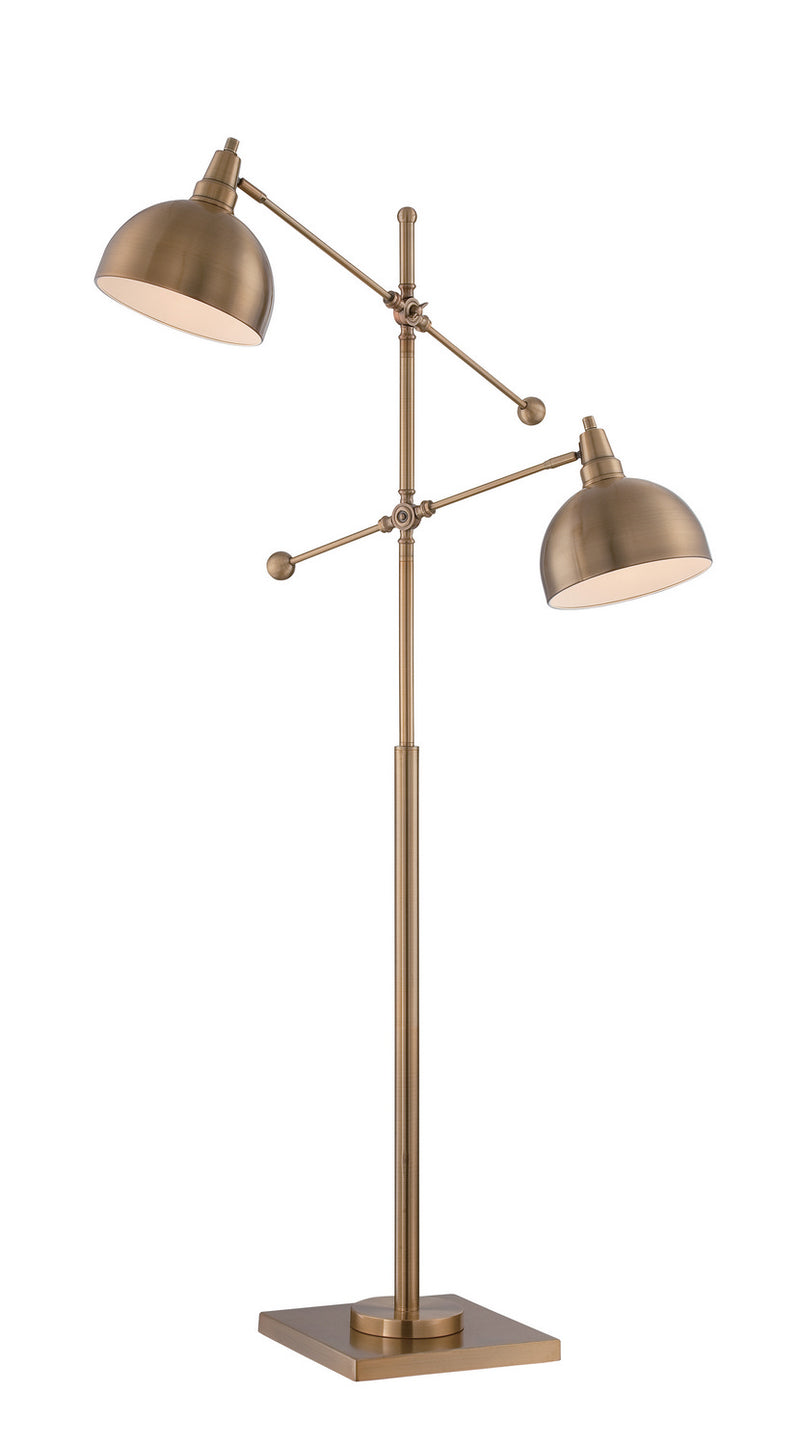 Cupola 2-Light Metal Floor Lamp in Brushed Brass, E27, CFL 23Wx2