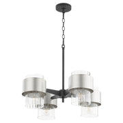Epsilon 4 Light Chandelier in Textured Black / Satin Nickel