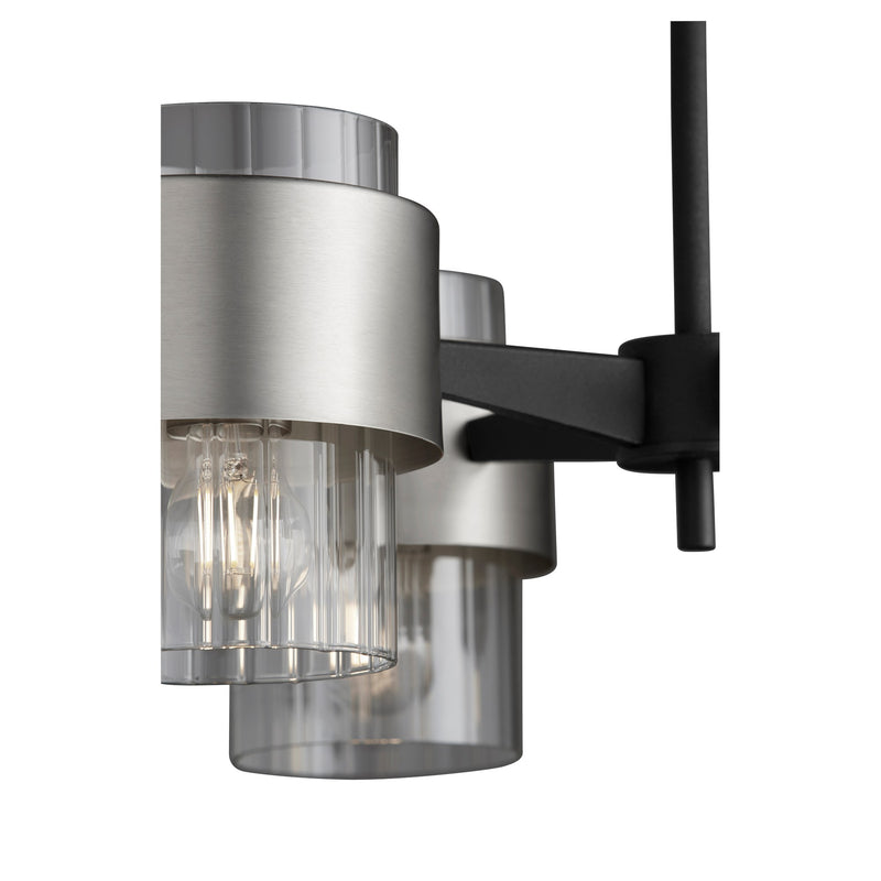 Epsilon 4 Light Chandelier in Textured Black / Satin Nickel