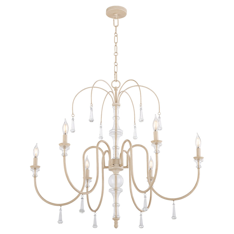 Clasica 6 Light Chandelier in WSH OAK