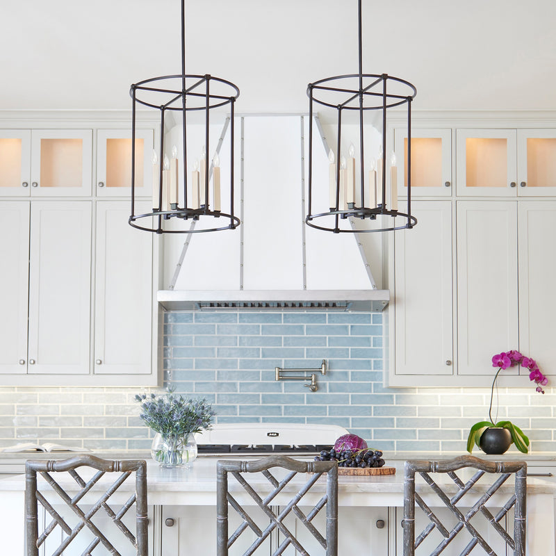 Olympus 6 Light Mini Chandelier in Textured Black