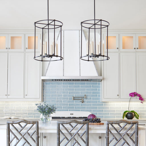 Olympus 6 Light Mini Chandelier in Textured Black