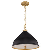 Bonnel 16" Pendant in Matte Black / Aged Brass