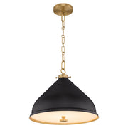 Bonnel 16" Pendant in Matte Black / Aged Brass