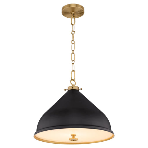 Bonnel 16" Pendant in Matte Black / Aged Brass
