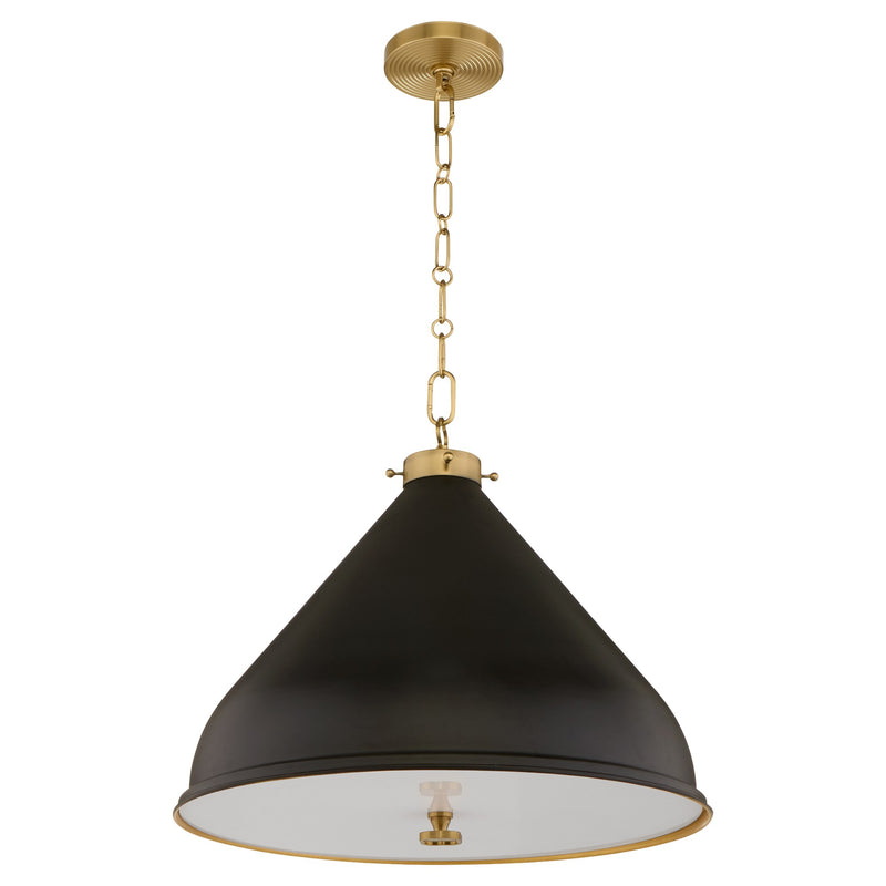Bonnel 20" Pendant in Matte Black / Aged Brass