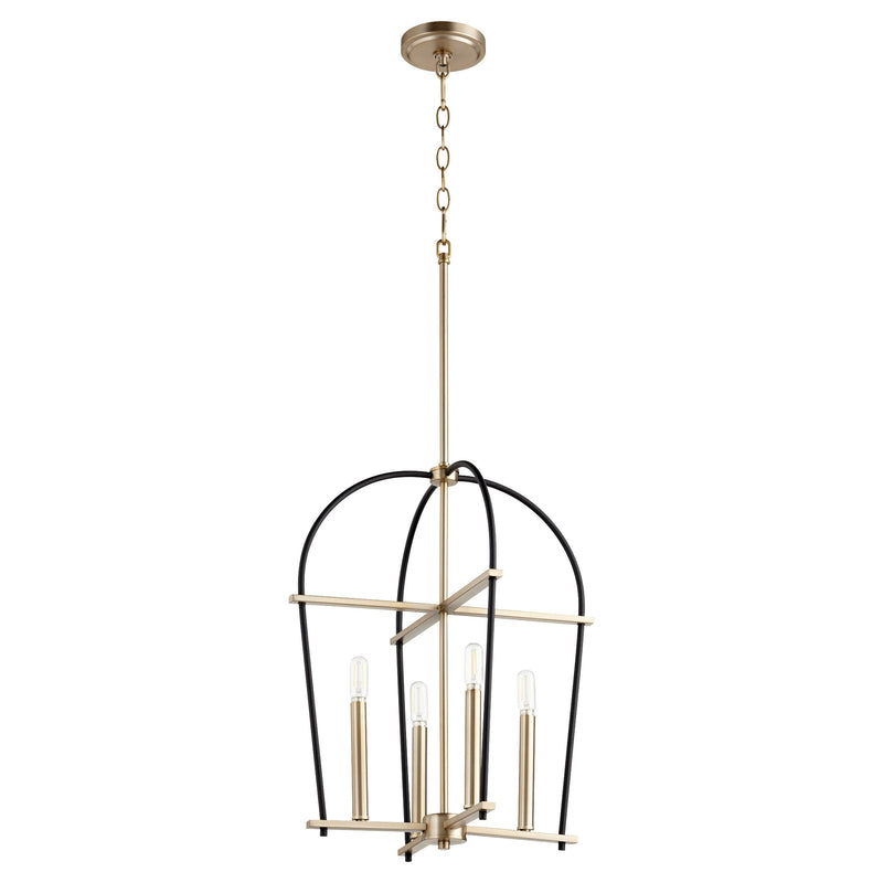 Espy Medium 4 Light Mini Chandelier in Textured Black / Aged Brass