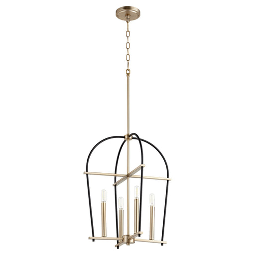Espy Medium 4 Light Mini Chandelier in Textured Black / Aged Brass