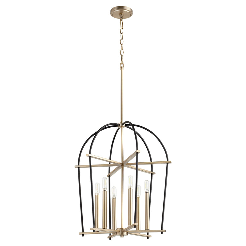 Espy 6 Light Chandelier in Textured Black / Aged Brass