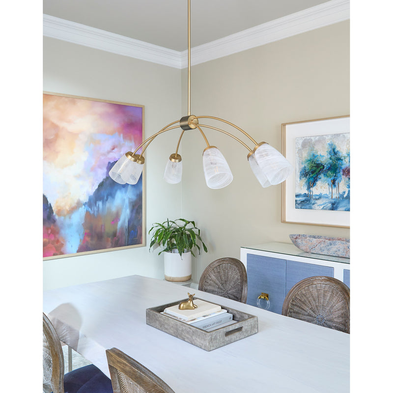 Arpeggio 6 Light Linear Chandelier in Aged Brass