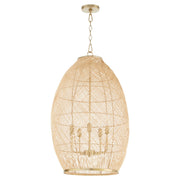 Rattan 19" 5 Light Pendant in Aged Brass