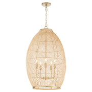 Rattan 19" 5 Light Pendant in Aged Brass