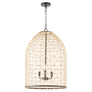 Rattan 3 Light Pendant in Matte Black