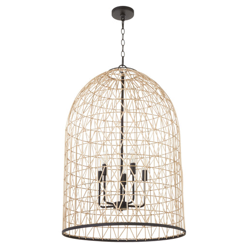 Rattan 5 Light Pendant in Matte Black