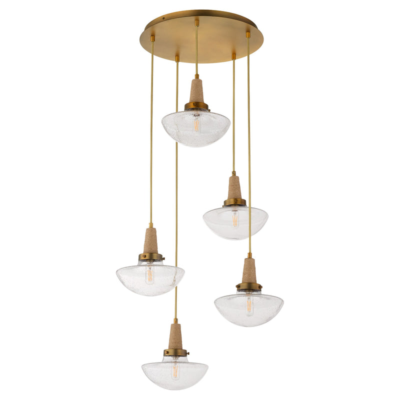 Stockport 5 Light Pendant in Brushed Brass
