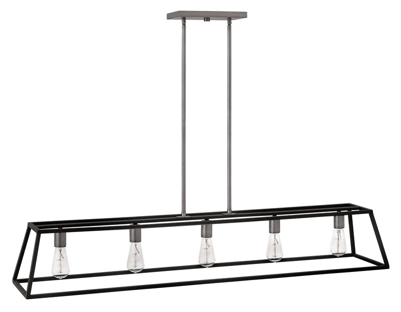 Fulton 5-Light Linear Chandelier in Aged Zinc
