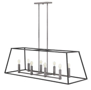 Fulton 8-Light Linear Chandelier in Aged Zinc