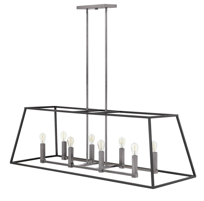 Fulton 8-Light Linear Chandelier in Aged Zinc