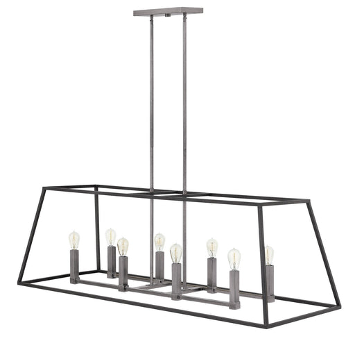 Fulton 8-Light Linear Chandelier in Aged Zinc
