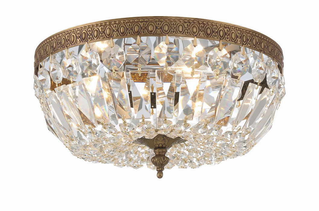 3 Light Ceiling Mount in Olde Brass with Clear Italian Crystal