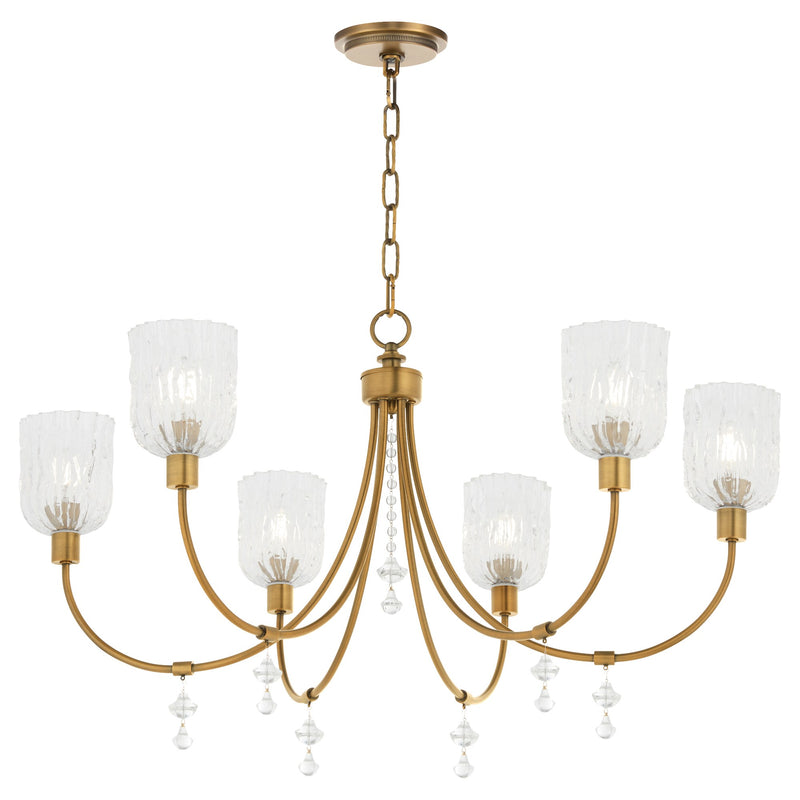 Meriam 6 Light Chandelier in Brushed Brass
