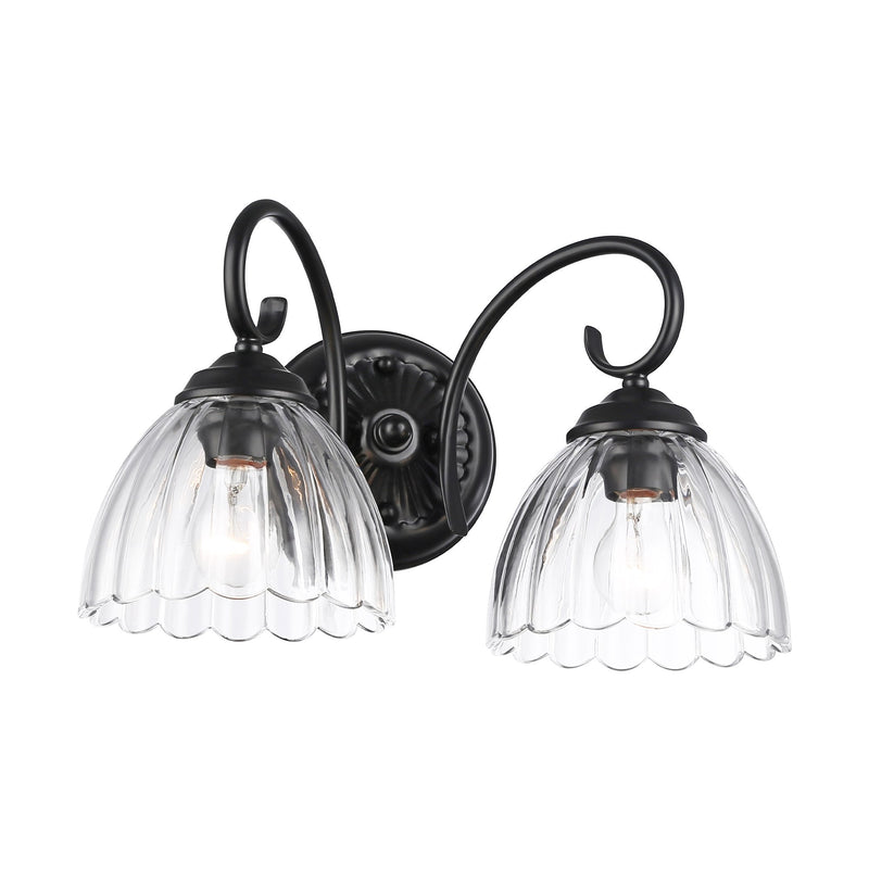 Audra 2-Light Bath Vanity Light in Matte Black