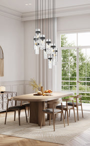 Fontaine 11 Light 26.25" Pendant in Matte Black in a room setting
