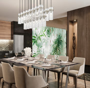 Fontaine 23 Light 54.5" Linear Pendant in Brushed Nickel in a room setting
