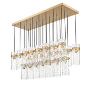 Fontaine 23 Light 54.5" Linear Pendant in Rubbed Brass