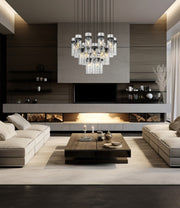 Fontaine 27 Light 39.5" Pendant in Matte Black in a room setting