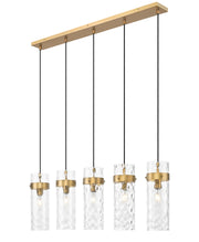 Fontaine 5 Light 44.25" Linear Pendant in Rubbed Brass