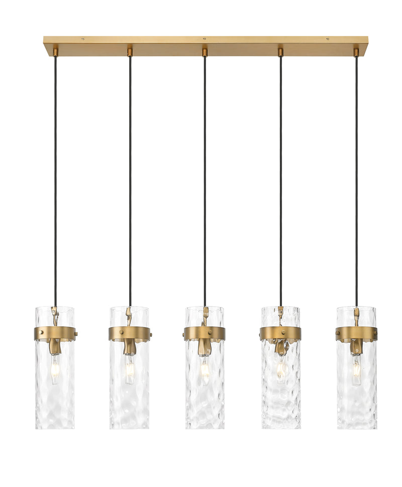 Fontaine 5 Light 44.25" Linear Pendant in Rubbed Brass