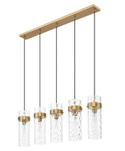 Fontaine 5 Light 44.25" Linear Pendant in Rubbed Brass