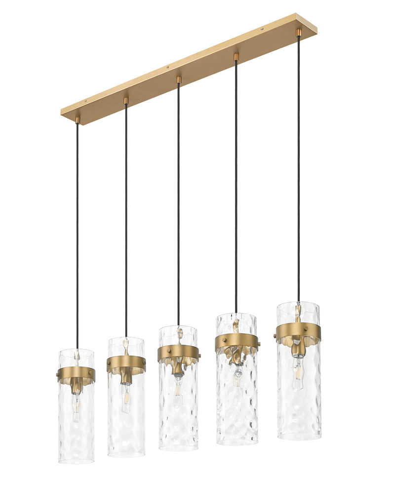 Fontaine 5 Light 44.25" Linear Pendant in Rubbed Brass