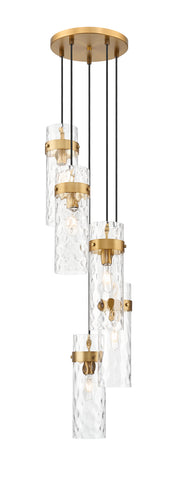 Fontaine 5 Light 14.5" Pendant in Rubbed Brass