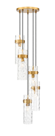 Fontaine 5 Light 14.5" Pendant in Rubbed Brass