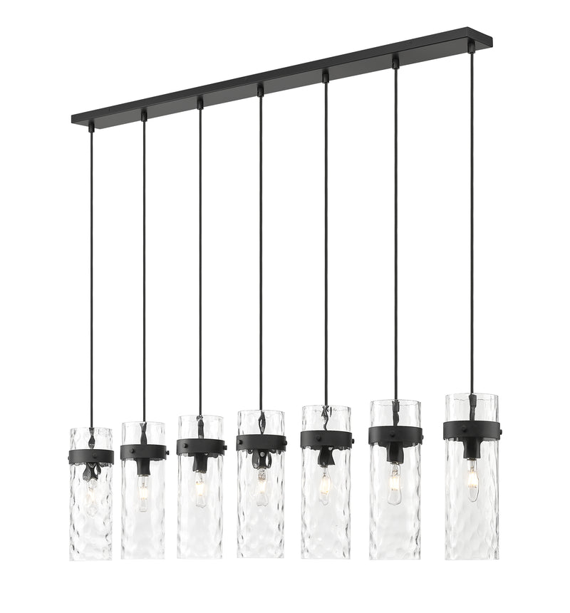 Fontaine 7 Light 56.75" Linear Pendant in Matte Black