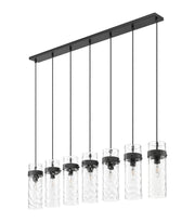 Fontaine 7 Light 56.75" Linear Pendant in Matte Black