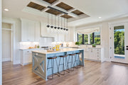 Fontaine 7 Light 56.75" Linear Pendant in Matte Black in a room setting