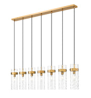 Fontaine 7 Light 56.75" Linear Pendant in Rubbed Brass