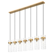 Fontaine 7 Light 56.75" Linear Pendant in Rubbed Brass
