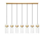 Fontaine 7 Light 56.75" Linear Pendant in Rubbed Brass