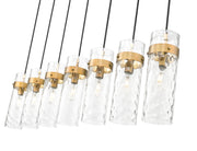 Fontaine 7 Light 56.75" Linear Pendant in Rubbed Brass