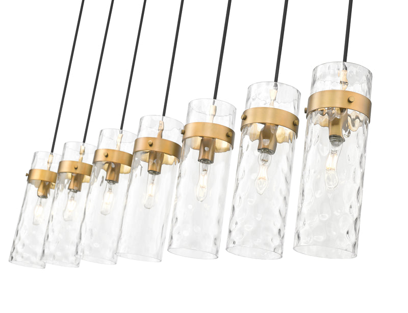 Fontaine 7 Light 56.75" Linear Pendant in Rubbed Brass