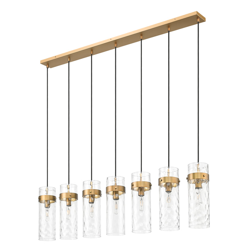 Fontaine 7 Light 56.75" Linear Pendant in Rubbed Brass